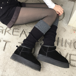 バイカラーレイヤードニットレッグウォーマー CHARCOAL