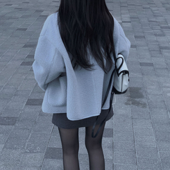 【マフラー付き】ウールボアペンダントオーバーフィットコート SKY BLUE