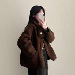 【マフラー付き】ウールボアペンダントオーバーフィットコート BROWN