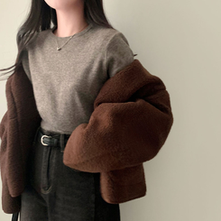 【マフラー付き】ウールボアペンダントオーバーフィットコート BROWN