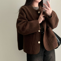 【マフラー付き】ウールボアペンダントオーバーフィットコート BROWN