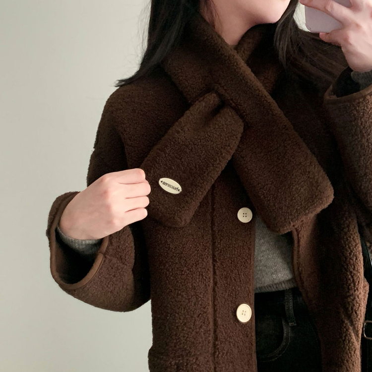 【マフラー付き】ウールボアペンダントオーバーフィットコート BROWN