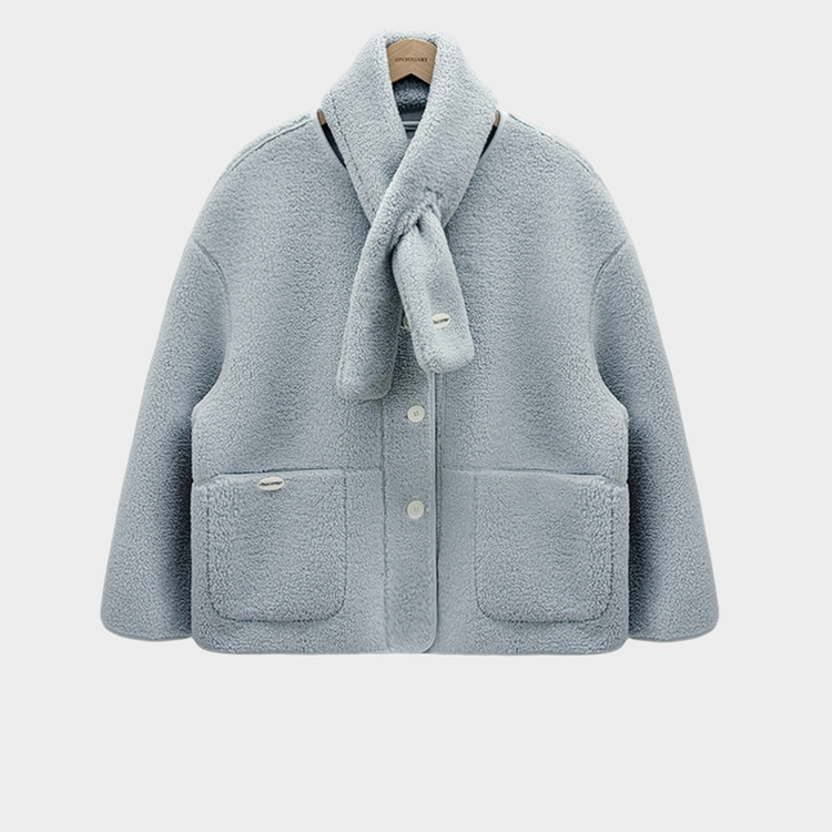 【マフラー付き】ウールボアペンダントオーバーフィットコート