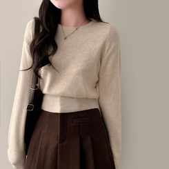 カシミールスタンダードクロップウールリブニット(6color) OATMEAL