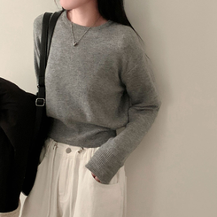 カシミールスタンダードクロップウールリブニット(6color) MELANGE GRAY