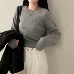 カシミールスタンダードクロップウールリブニット(6color) MELANGE GRAY