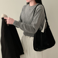 カシミールスタンダードクロップウールリブニット(6color) MELANGE GRAY