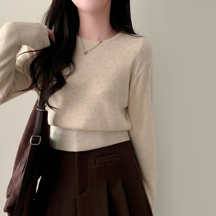 カシミールスタンダードクロップウールリブニット(6color) OATMEAL