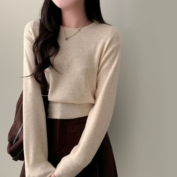 カシミールスタンダードクロップウールリブニット(6color) OATMEAL