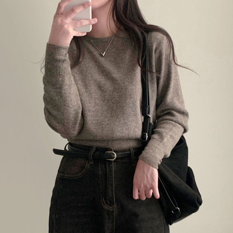 カシミールスタンダードクロップウールリブニット(6color) MOCHA