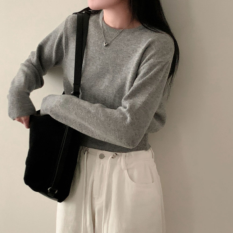 カシミールスタンダードクロップウールリブニット(6color) MELANGE GRAY