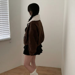 バンディングフリルフラワーミニスカート BLACK