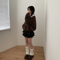 バンディングフリルフラワーミニスカート BLACK