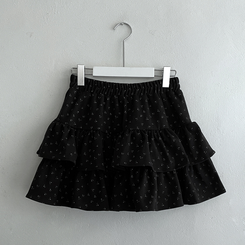 バンディングフリルフラワーミニスカート