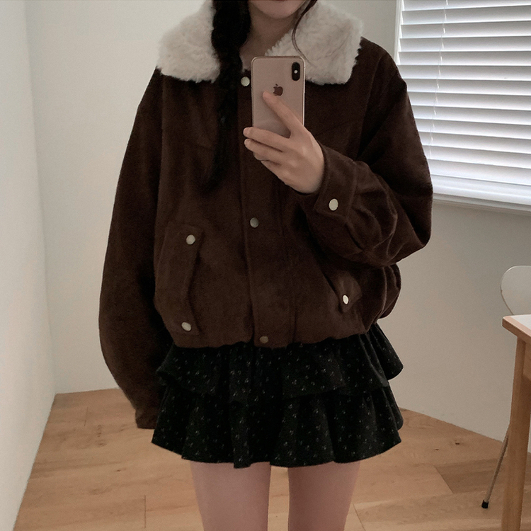 バンディングフリルフラワーミニスカート BLACK