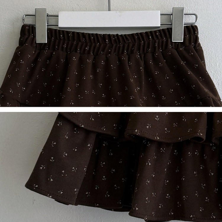 バンディングフリルフラワーミニスカート