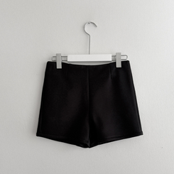 【起毛】ハイウエストスリムショートパンツ