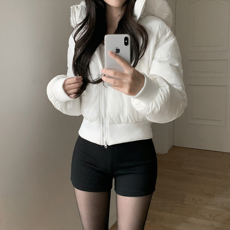 【起毛】ハイウエストスリムショートパンツ BLACK