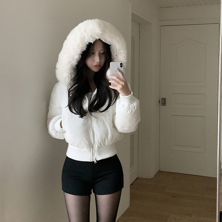 【起毛】ハイウエストスリムショートパンツ BLACK