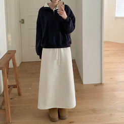 マキシロングバンディングスカート IVORY