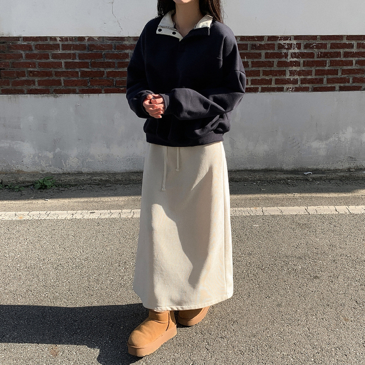 マキシロングバンディングスカート IVORY