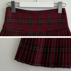 ハイウエストチェックプリーツミニスカート