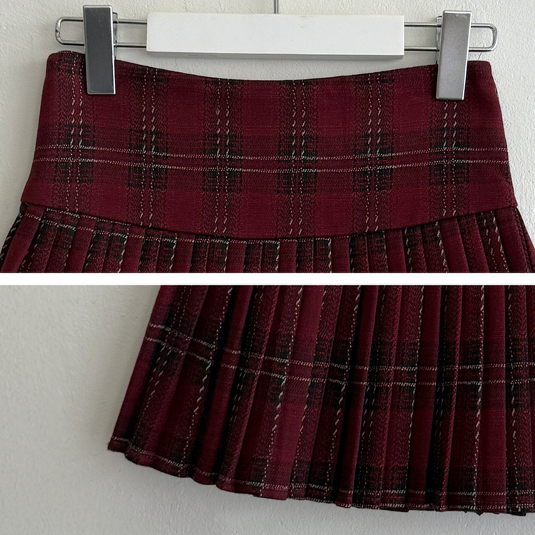 ハイウエストチェックプリーツミニスカート