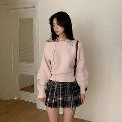 チェックプリーツAラインミニスカート BLACK