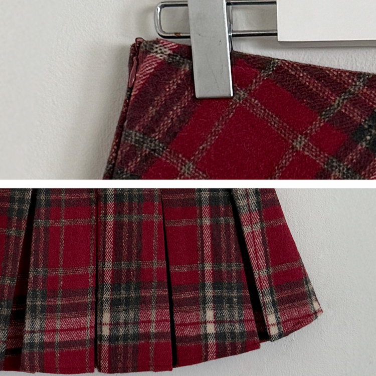 チェックプリーツAラインミニスカート