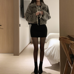 オフショルダーリブミニワンピース BLACK