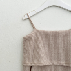 オフショルダーリブミニワンピース