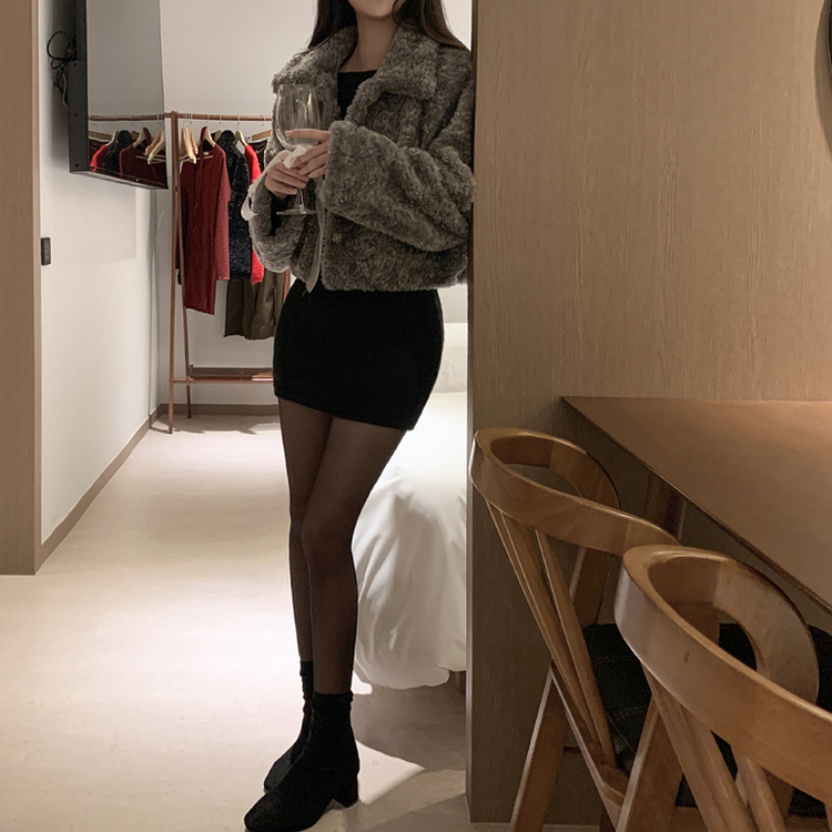 オフショルダーリブミニワンピース BLACK