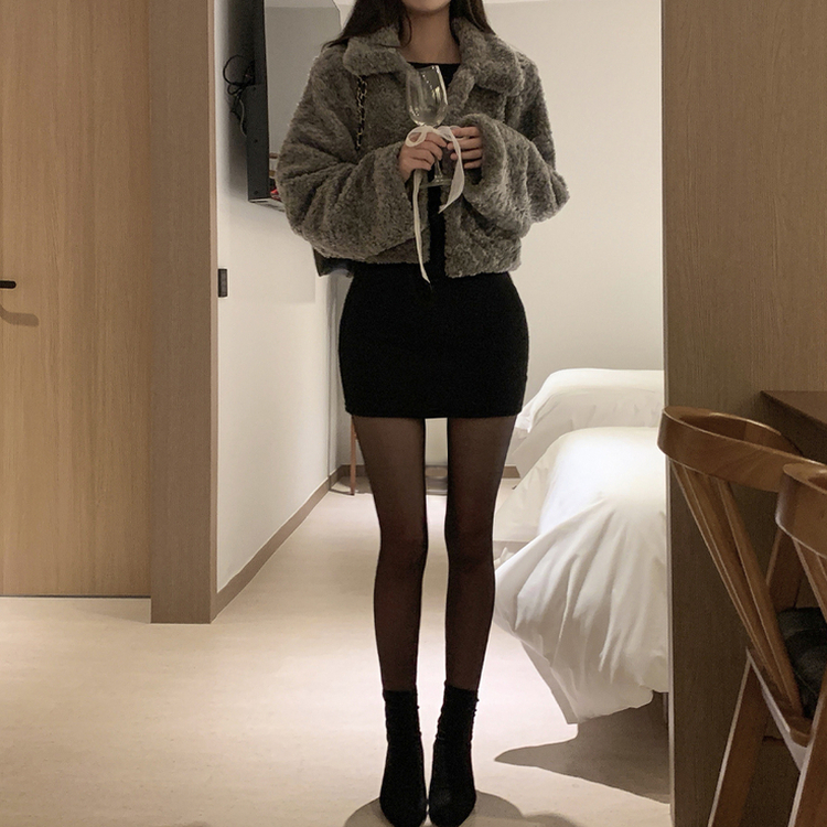 オフショルダーリブミニワンピース BLACK