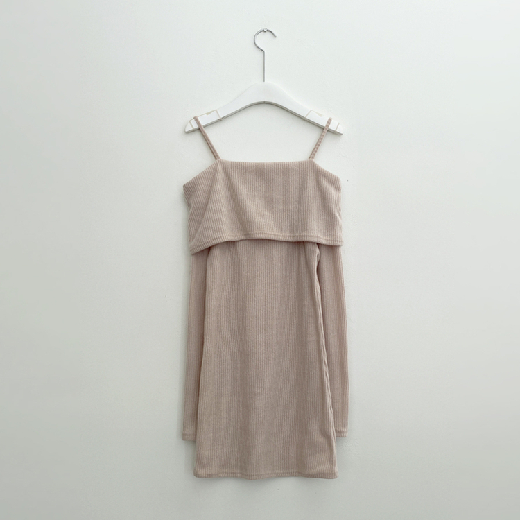 オフショルダーリブミニワンピース