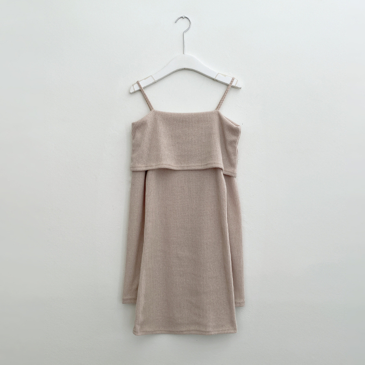 オフショルダーリブミニワンピース