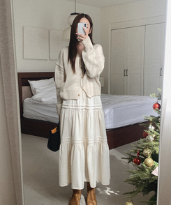 ベロアティアードロングスカート IVORY