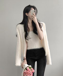【SET】ミンクファーキャミソール カーディガン IVORY