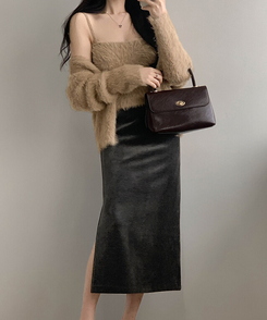 【SET】ミンクファーキャミソール カーディガン BEIGE