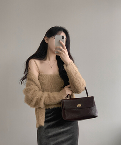 【SET】ミンクファーキャミソール カーディガン BEIGE