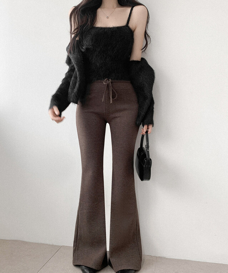 【SET】ミンクファーキャミソール カーディガン BLACK