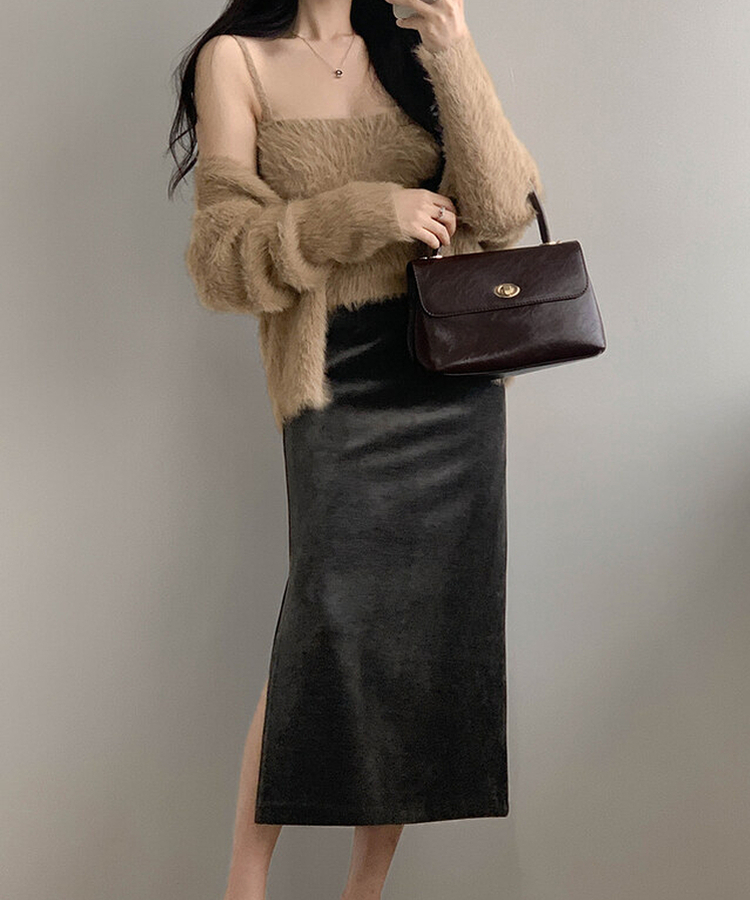 【SET】ミンクファーキャミソール カーディガン BEIGE