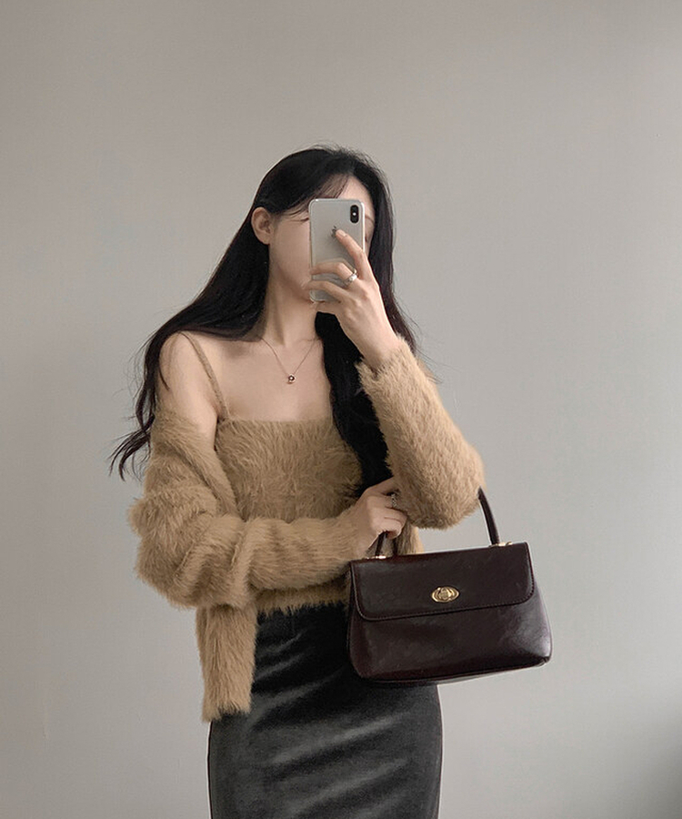 【SET】ミンクファーキャミソール カーディガン BEIGE