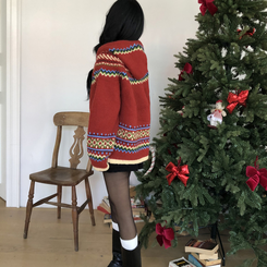 ルディックアバンニットフードジップアップ RED