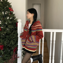 ルディックアバンニットフードジップアップ RED