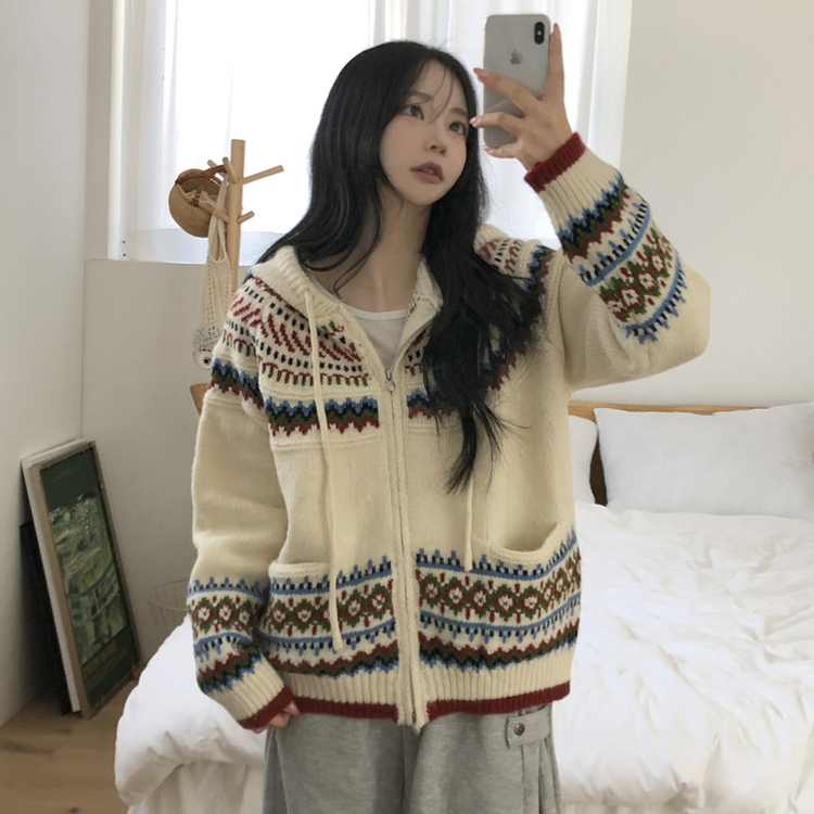 ルディックアバンニットフードジップアップ IVORY