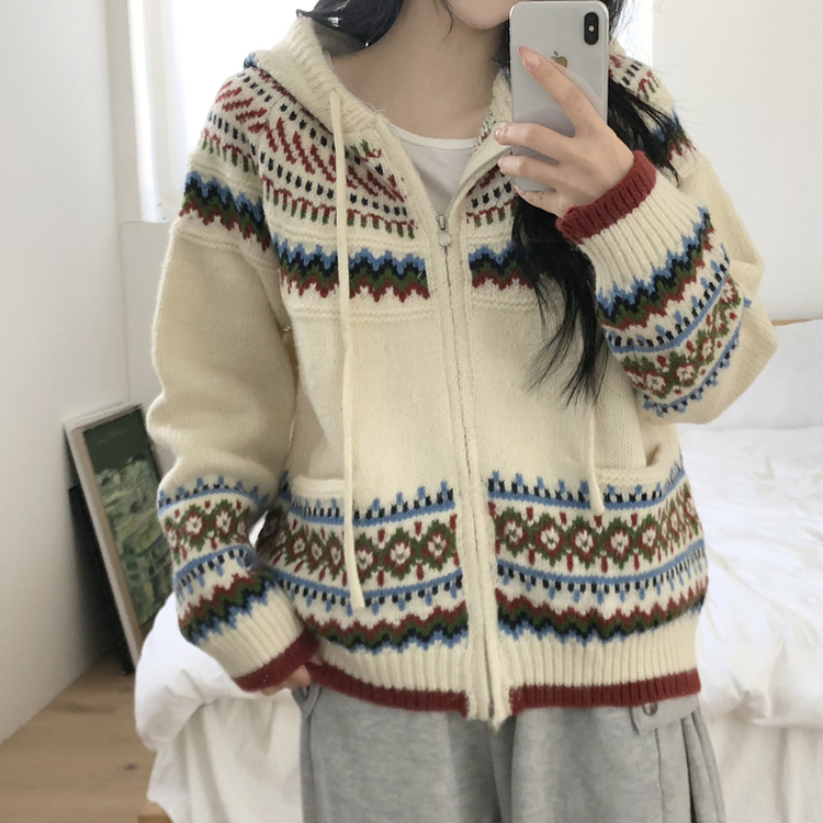 ルディックアバンニットフードジップアップ IVORY