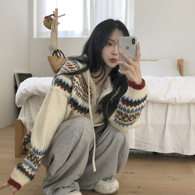 ルディックアバンニットフードジップアップ IVORY