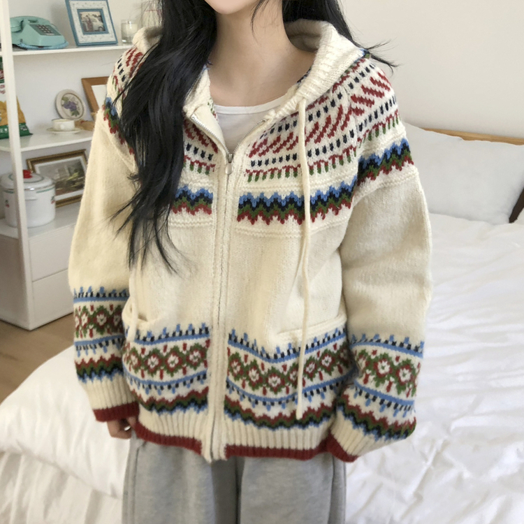 ルディックアバンニットフードジップアップ IVORY