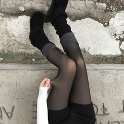 厚手スリムシースルーストッキング BLACK