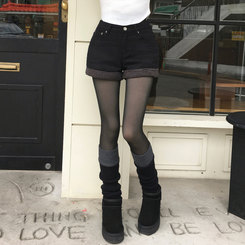 厚手スリムシースルーストッキング BLACK